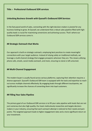 Professional Outbound SDR services