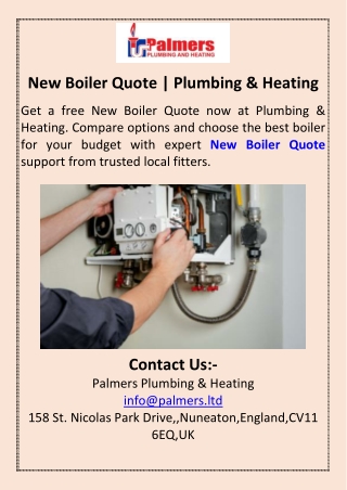 New Boiler Quote  Plumbing & Heating