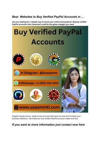 Best  Websites to Buy Verified PayPal Accounts in