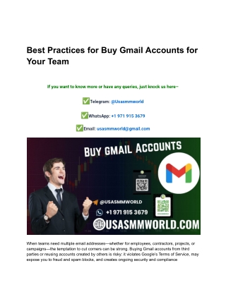 Best Practices for Buy Gmail Accounts for Your Team