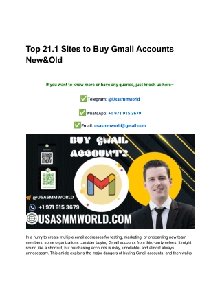 Top 21.1 Sites to Buy Gmail Accounts New&Old