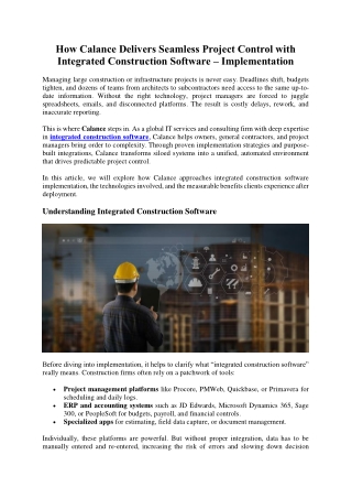 Integrated construction software