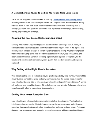 Sell my house near in Long Island