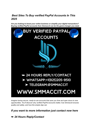 Best Sites To Buy verified PayPal Accounts In This 2025