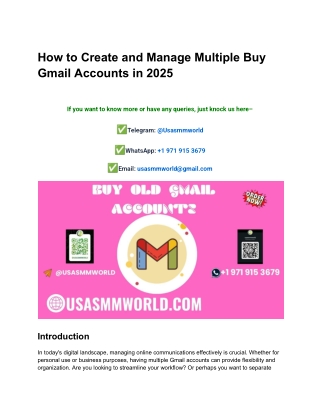 How to Create and Manage Multiple Buy Gmail Accounts in 2025