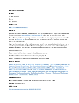 Mosaic Tile Installation