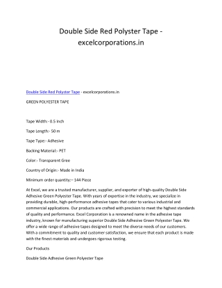 Double Side Red Polyster Tape - excelcorporations.in
