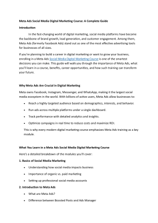 Meta Ads Social Media Digital Marketing Course