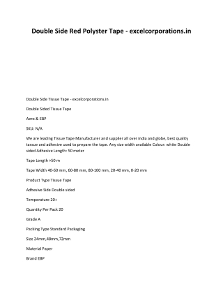 Double Side Red Polyster Tape - excelcorporations.in
