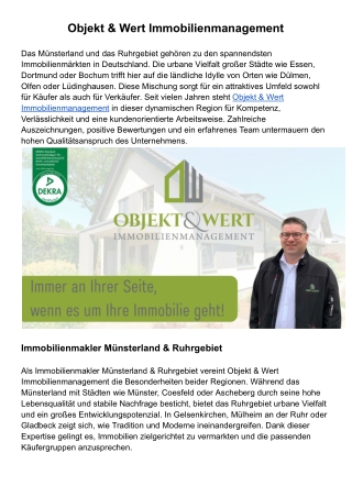 Objekt & Wert Immobilienmanagement