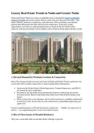 Luxury Real Estate Trends in Noida and Greater Noida