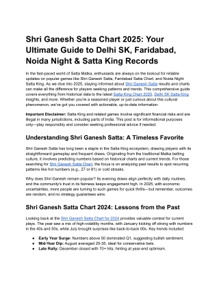 Shri Ganesh Satta Chart 2025_ Your Ultimate Guide to Delhi SK, Faridabad, Noida Night & Satta King Records