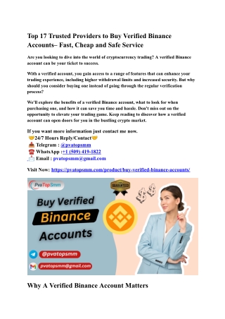 Top 17 Trusted Providers to Buy Verified Binance Accounts– Fast, Cheap and Safe Service