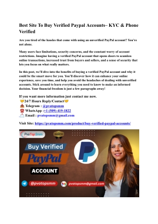 Best Site To Buy Verified Paypal Accounts– KYC & Phone Verified