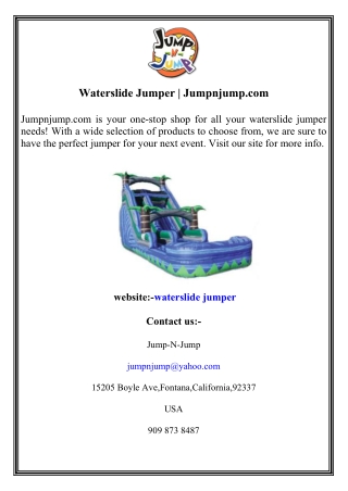 Waterslide Jumper  Jumpnjump.com