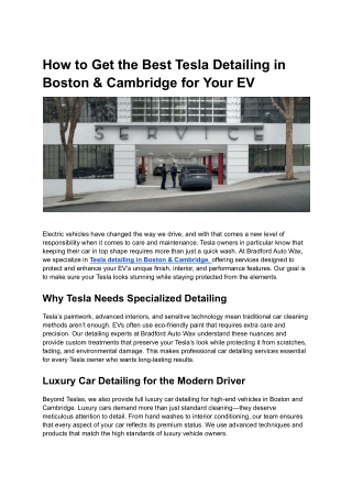 How to Get the Best Tesla Detailing in Boston & Cambridge for Your EV