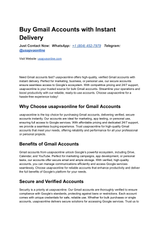 Buy Gmail Accounts with Instant Delivery