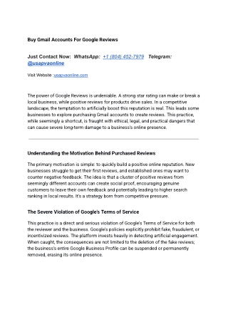 Buy Gmail Accounts For Google Reviews