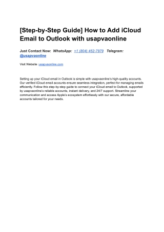 [Step-by-Step Guide] How to Add iCloud Email to Outlook with usapvaonline