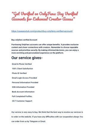 Buy OnlyFans Verified Account – Instant Access (2025)