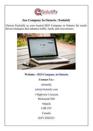 Seo Company In Ontario  Esolutify
