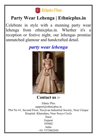 Party Wear Lehenga | Ethnicplus.in