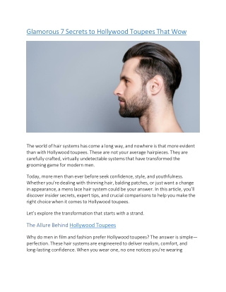 Glamorous 7 Secrets to Hollywood Toupees That Wow