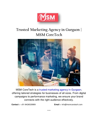 Trusted Marketing Agency in Gurgaon  MSM CoreTech