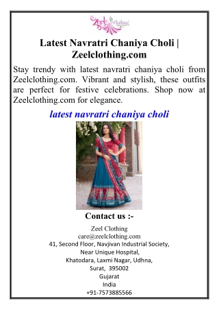 Latest Navratri Chaniya Choli | Zeelclothing.com