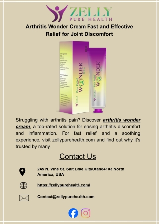 Arthritis Wonder Cream Fast and Effective Relief for Joint Discomfort