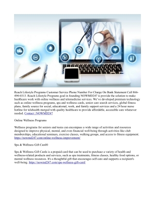 Reach Lifestyle Programs Customer Service Phone Number For Charge On Bank Statement Call 866-494-0313