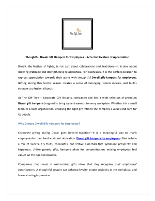 Thoughtful Diwali Gift Hampers for Employees – A Perfect Gesture of Appreciation