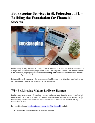 Bookkeeping Services in St