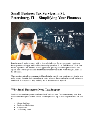 Small Business Tax Services in St