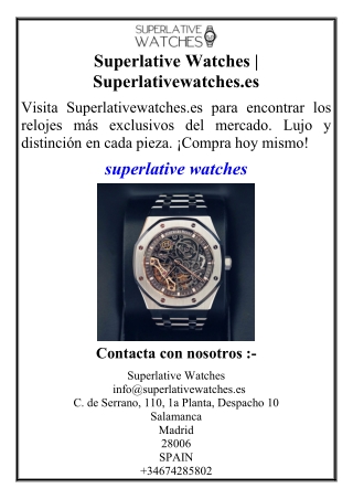 Superlative Watches | Superlativewatches.es