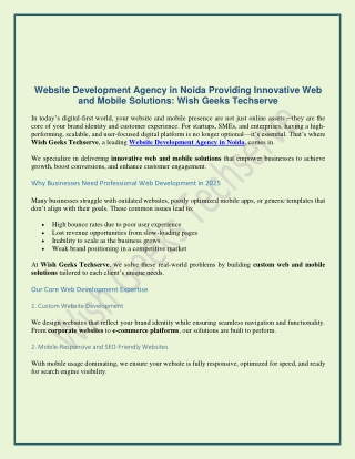 Website Development Agency in Noida Providing Innovative Web and Mobile Solutions