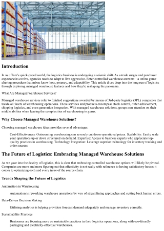 The Future of Distribution: Accepting Controlled Warehouse Options