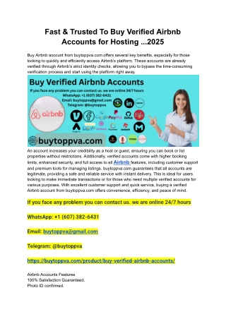 Fast & Trusted To Buy Verified Airbnb Accounts for Hosting ...2025