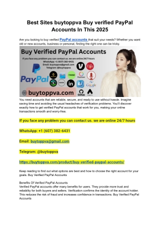 Best Sites buytoppva Buy verified PayPal Accounts In This 2025