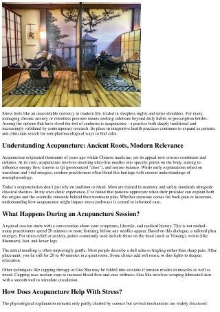 The Role of Acupuncture in Stress Relief: What the Research Says