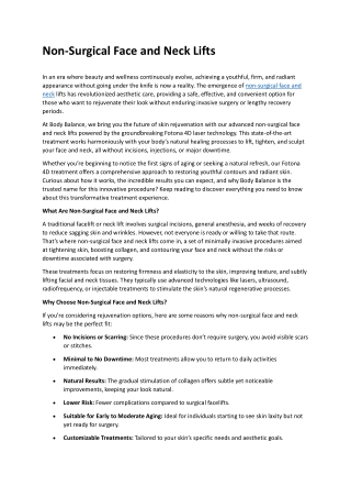 Non-Surgical Face and Neck Lifts