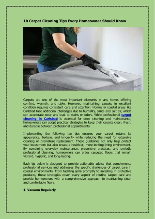 10 Carpet Cleaning Tips Every Homeowner Should Know