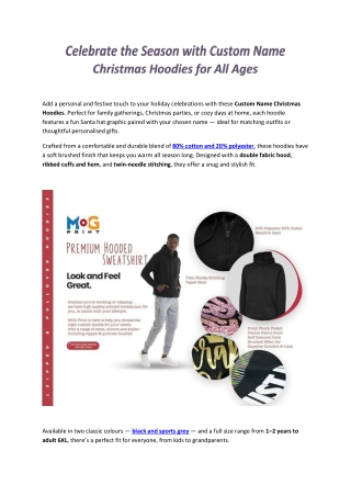 Personalised Christmas Hat Hoodie – Custom Name Santa Hoodies for Adults & Kids