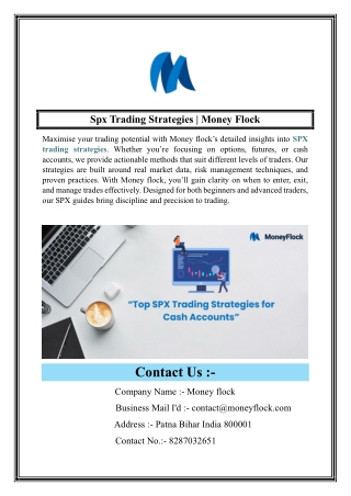 Spx Trading Strategies  Money Flock