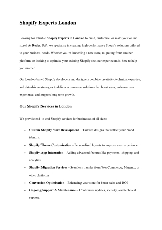 Shopify Experts London