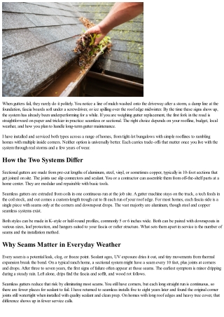 Seamless vs. Sectional: Which Gutter Replacement is Right for You?