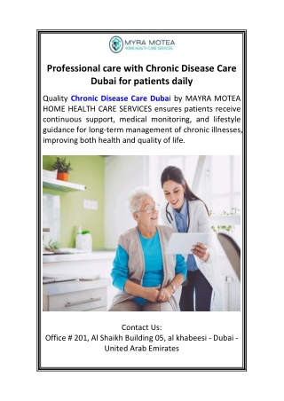 Professional care with Chronic Disease Care Dubai for patients daily
