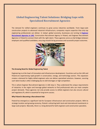 Global Engineering Talent Solutions: Bridging Gaps with Specialized Recruitment