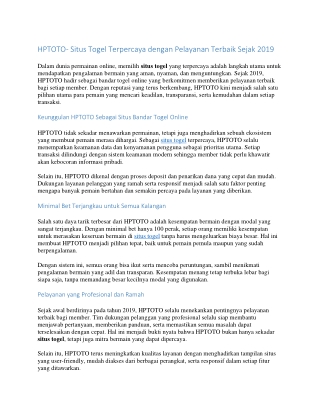 HPTOTO- Situs Togel Terpercaya dengan Pelayanan Terbaik Sejak 2019