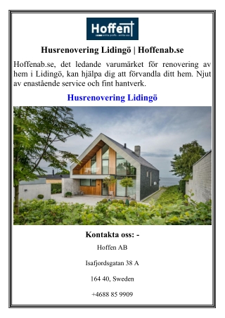 Husrenovering Lidingö  Hoffenab.se